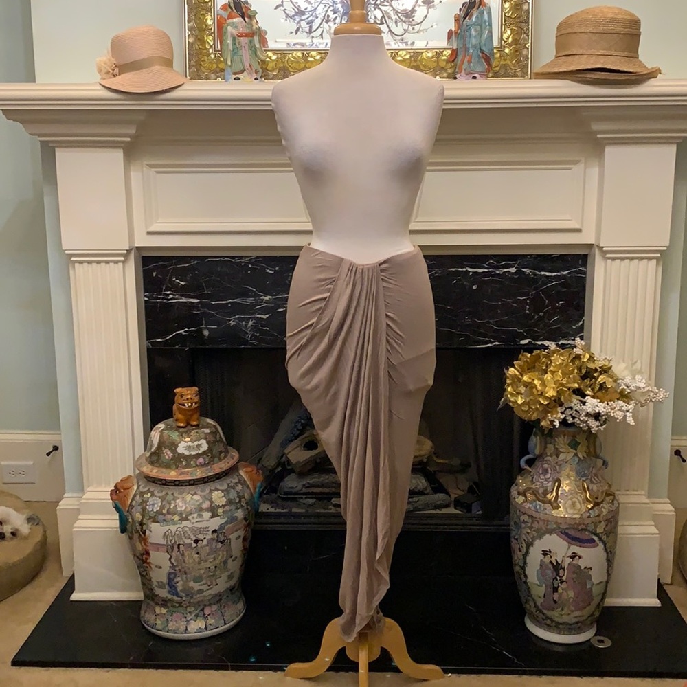 NWT “Auditions” draped tan asymmetrical skirt